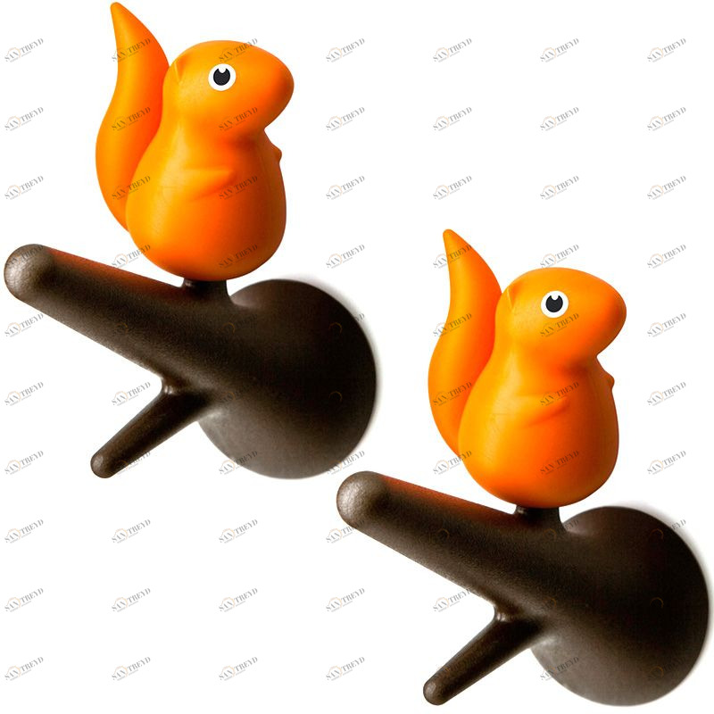 Вешалки настенные Squirrel 2 шт. коричневые-оранжевые Qualy QL10088BNOR