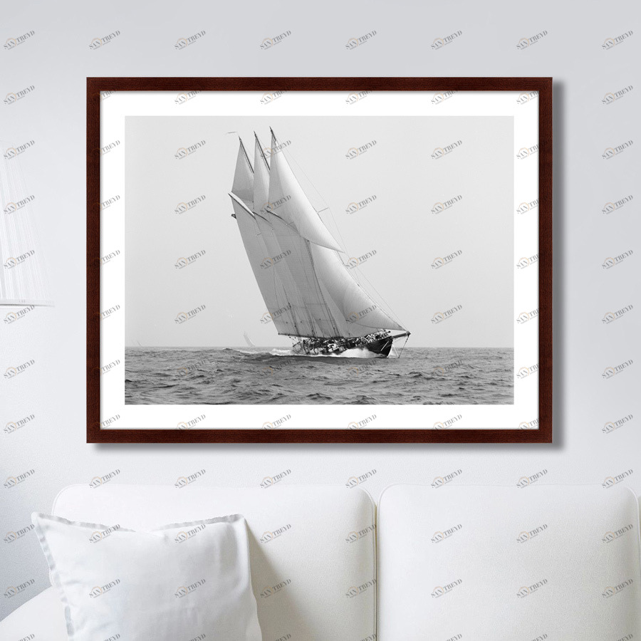 Картина черно-белая 80х100 см Wilson Marshall's Schooner Atlantic, 1904г. КАРТИНЫ В КВАРТИРУ  00-3894705 Белый;черный 