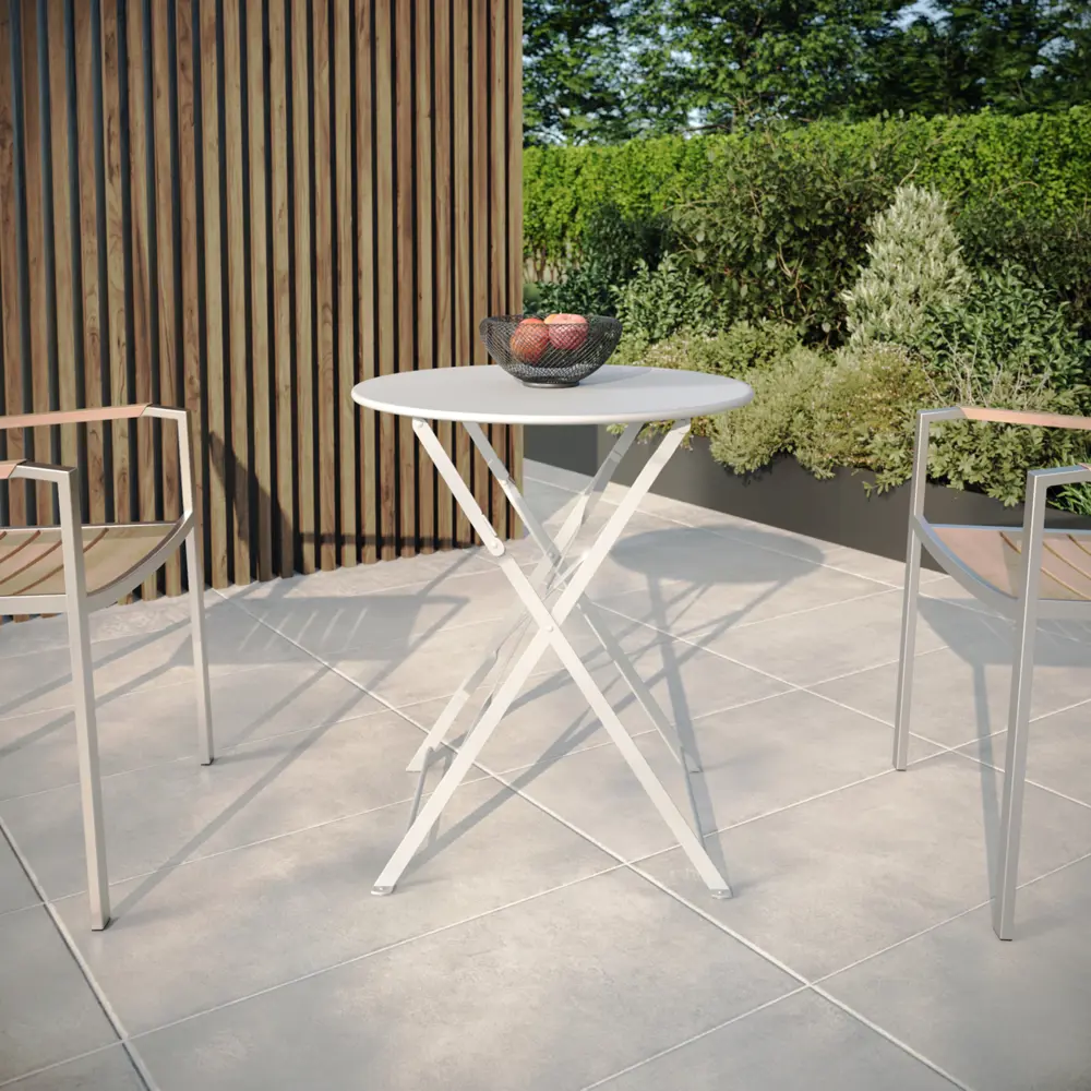 Стол садовый круглый Naterial Flora Origami складной 60x71 см сталь кремовый Товар без серии STLM-2102469