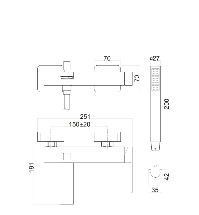 100CR8552 Смеситель для ванны хром Fiore Kube - Вид №2