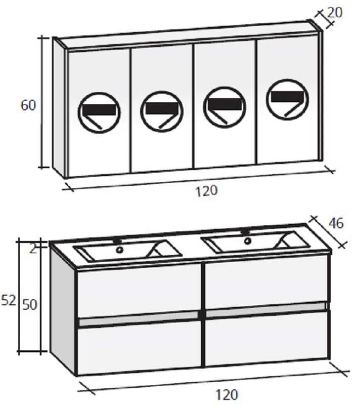FPO120DP4S36 Комплект мебели Riho Porto Santreyd - Вид №1