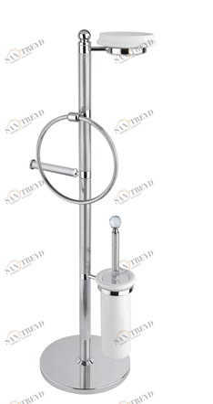Стойка напольная с держателем туалетной бумаги щёткой для унитаза, полотенцедержателем и мыльницей CEZARES OLIMP-WBS-01-Sw