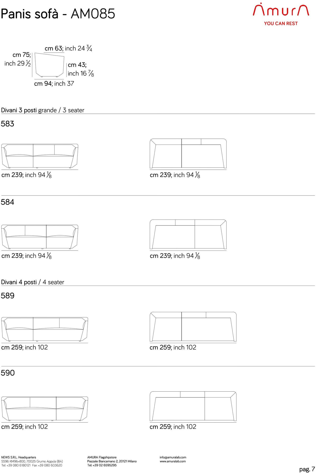 AMURA 3-х местный диван Panis Am085.589 - Вид №12