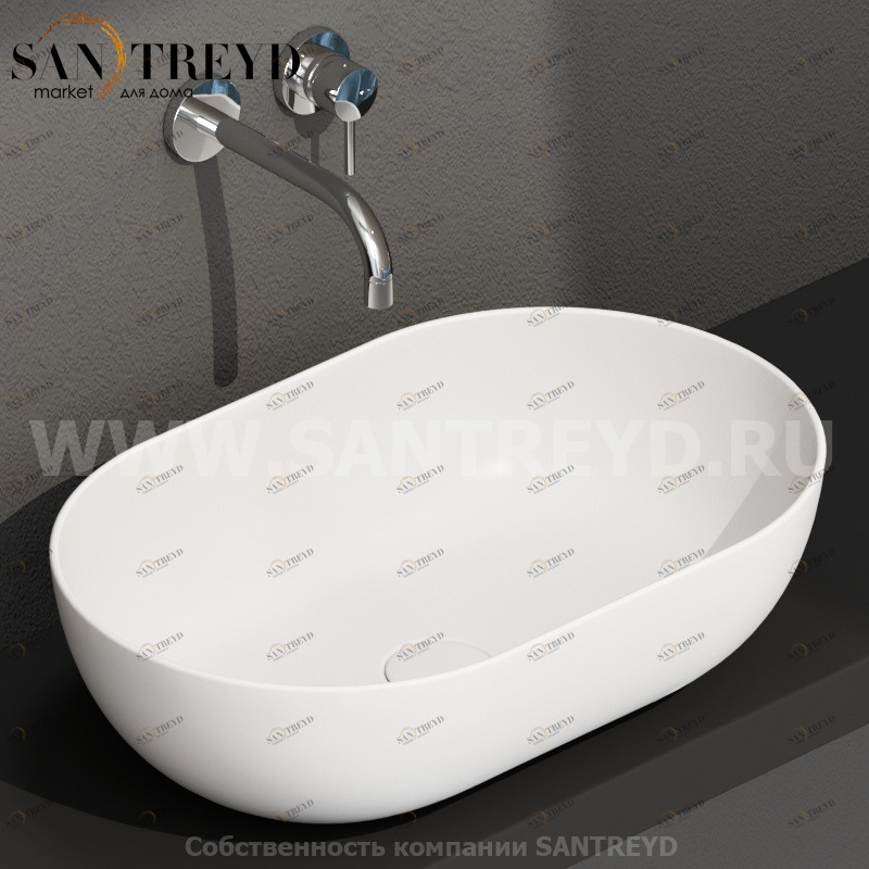 B6O54BO Накладная раковина на столешницу  овальная Ceramica Globo T-EDGE