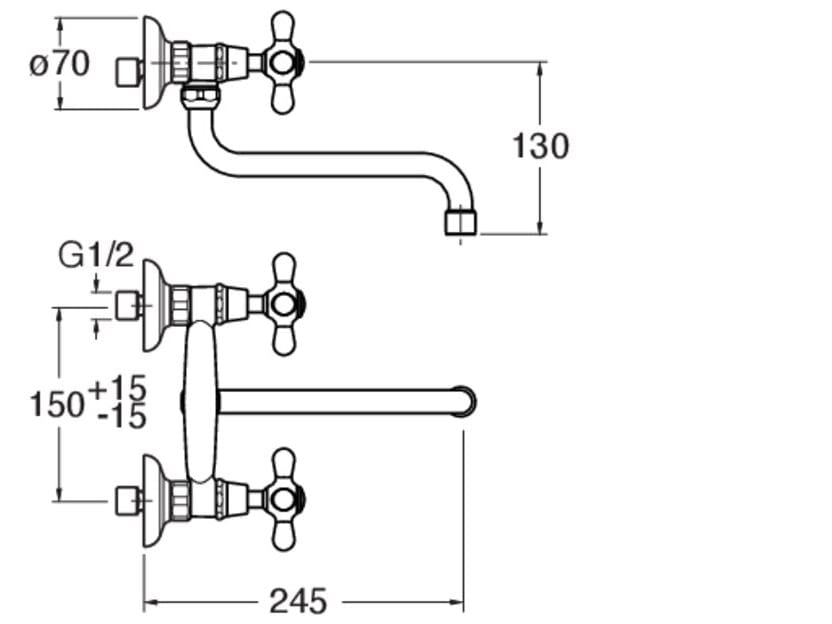 Настенный кухонный кран с поворотным изливом CRISTINA Rubinetterie кухня-классическая коллекция ARCH-00018978 - Вид №2