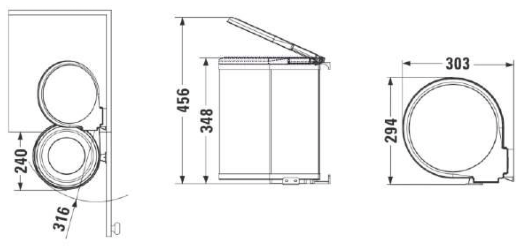 Ведро для мусора на дверцу шкафа Delta 350/13 Full White NAVAKO 10266 - Вид №2