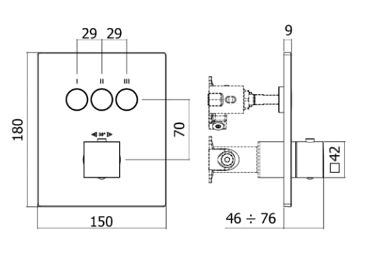 Термостатический встраиваемый смеситель для душа RUBINETTERIA PAFFONI Compact Box ARCH-00027525 - Вид №2