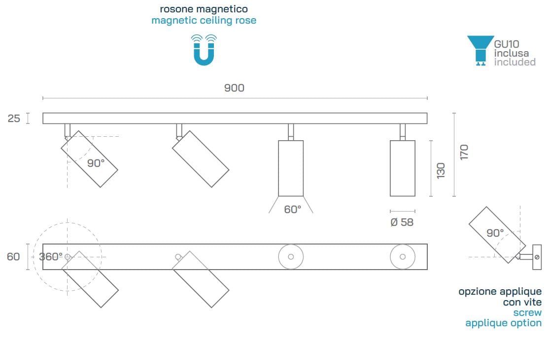 Несколько регулируемых потолочных алюминиевых прожекторов Amarcords Tobe ARCH-00052923 - Вид №16