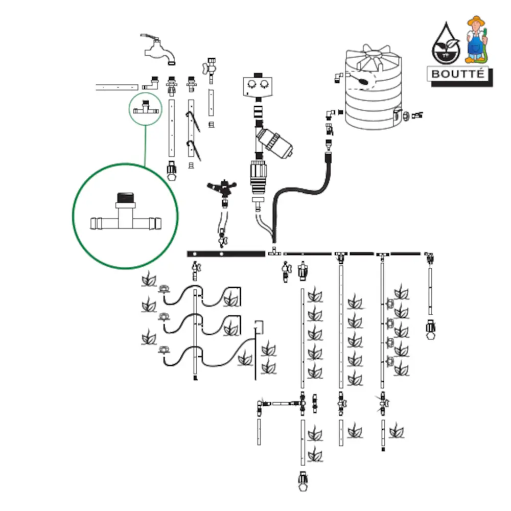 Тройник BOUTTE для систем полива 1/2"x16 мм 87270968 STLM-0073588 - Вид №2