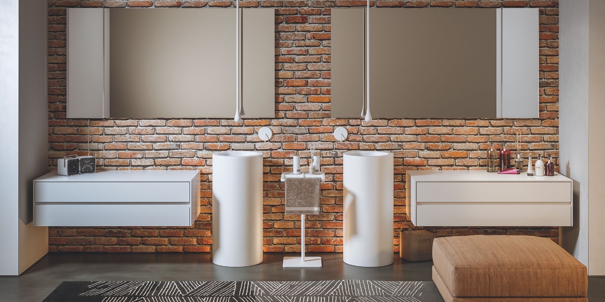 Moma Design Тумба подвесная с 2 ящиками 1200 Slimline7 350 белая SLK23123LO - Вид №2