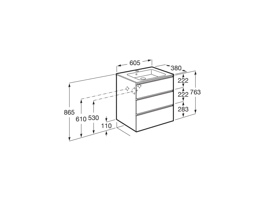 Деревянный подвесной шкаф для умывальника со встроенной раковиной с ящиками Roca The Gap ARCH-00072034 - Вид №96