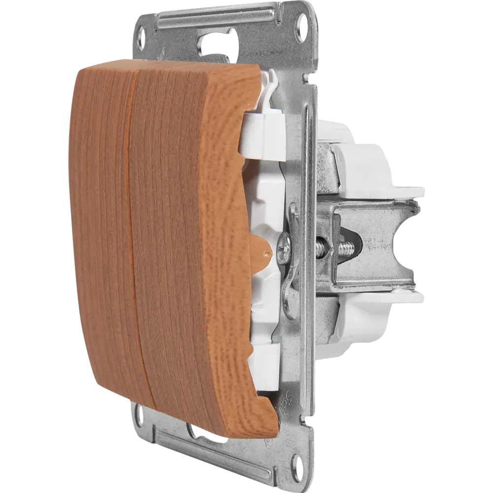 Выключатель проходной встраиваемый Systeme Electric Glossa 2 клавиши цвет дуб 84730731 STLM-2115601 - Вид №4