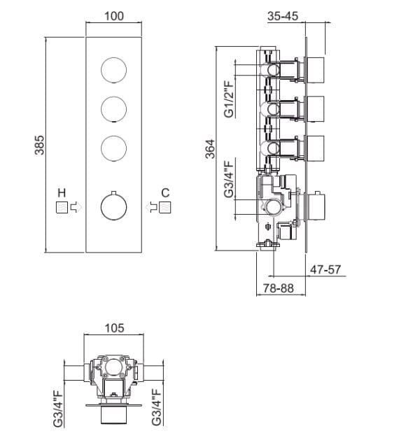 Встраиваемый термостатический смеситель для душа с пластиной CARIMALI ilTondo ARCH-00014552 - Вид №1