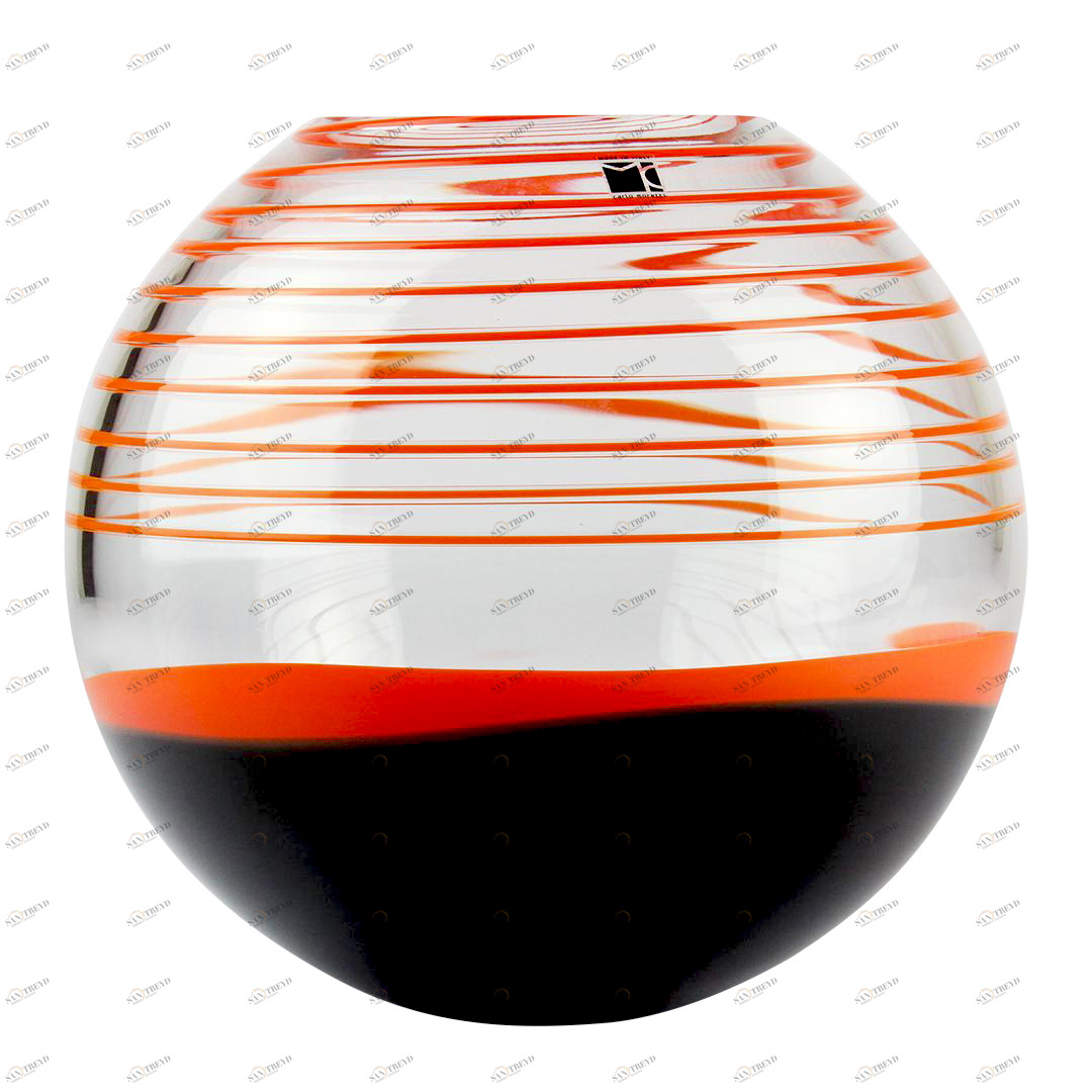 3018 ORIGINALMURANOGLASS ваза - чёрно-оранжевая- Carlo Moretti - Original Murano Glass OMG 24 см 