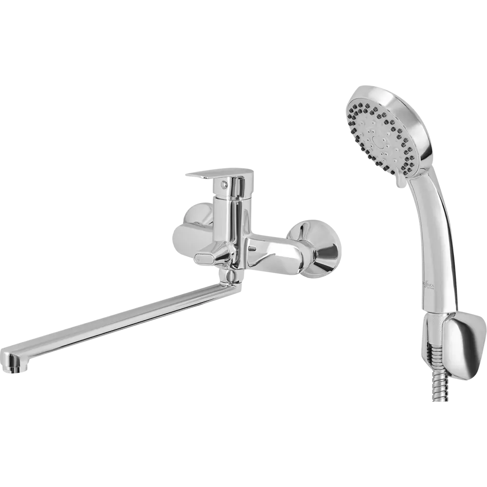 Смеситель для ванны Rossinka Silvermix LRS35-33 350 мм однорычажный универсальный с лейкой и шлангом цвет хром STLM-2073620