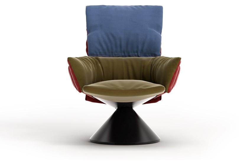 Cappellini Кресло поворотное со съемным чехлом на металлической конической основе Lud’o lounge Lu_2  - Вид №10