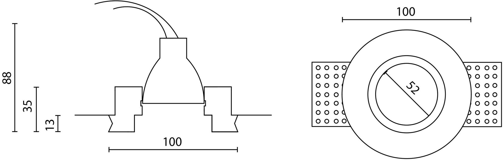GESSO Встраиваемый в потолок держатель точечного светильника из гипса  806a  - Вид №6