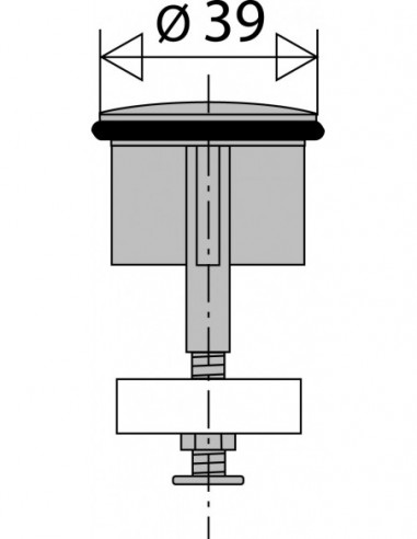042800 000 01  Крыльчатый вентиль для автоматического слива раковины, Д. 39 мм, хромированная латунь Valentin Хром  - Вид №2
