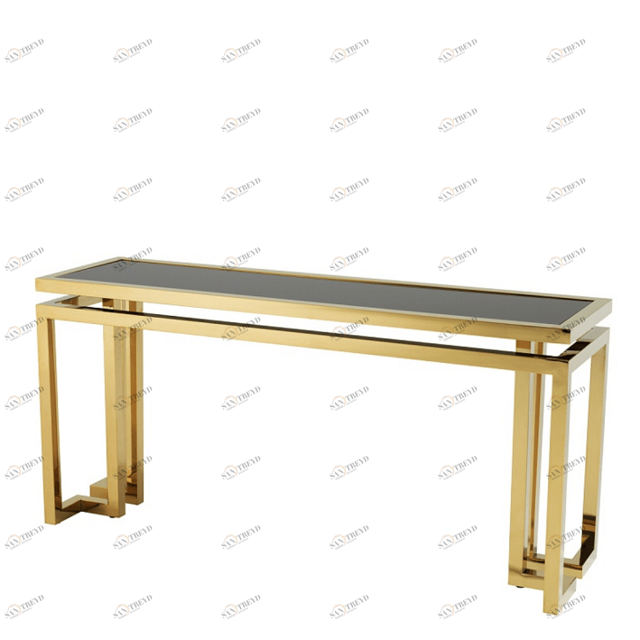 Консоль металлическая латунь с темной столешницей Palmer White EICHHOLTZ EICHHOLTZ 060997 Золото;серый 