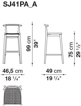 B&B Italia Высокий табурет из дерева и плетеной веревки Jens sun-id-1396321 - Вид №2