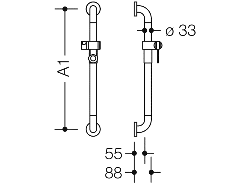 801.33.1S Держатель для душа, нестандартная длина HEWI Greifen  - Вид №6