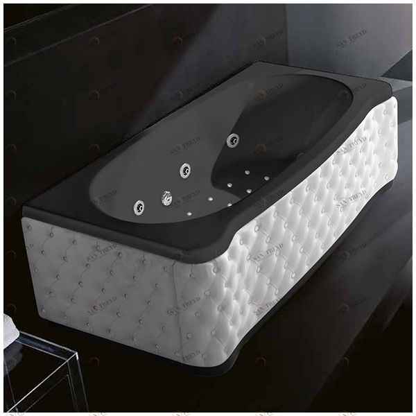 Ванна Gruppo treesse New Classic Young ATC-V674Q-DX-KB-C чёрная с гидромассажем аэромассажем и дезинфекцией прямоугольная правая белая кожа ATCV674QDXKBC