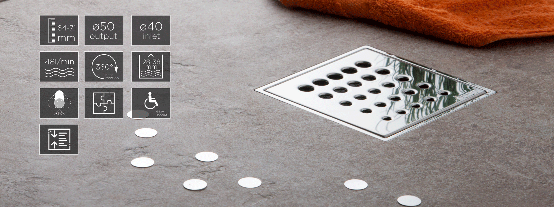 Точечный трап 150х150 мм CONFLUO STANDARD DROPS 1 MASK 13000072 PESTAN - Вид №2