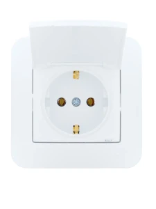 ASTI Розетка с/з с крышкой ПБТ белая