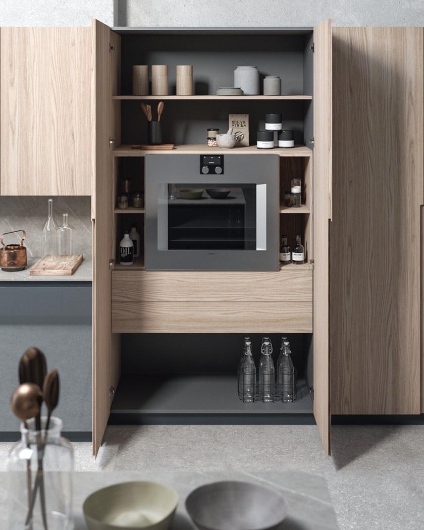 Кухня из лакированного дерева и стекла с островом Sistema 22.2 Santreyd sun-id-1398539 - Вид №6