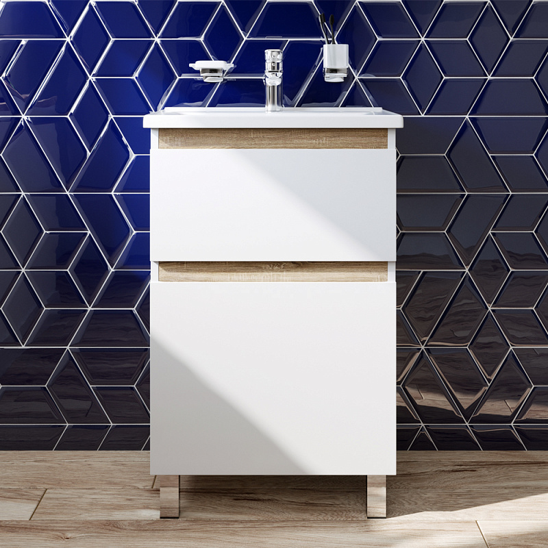 M85AFSX0552WG База под раковину напольная 55 см 2 ящика белый глянец AM.PM X-Joy 