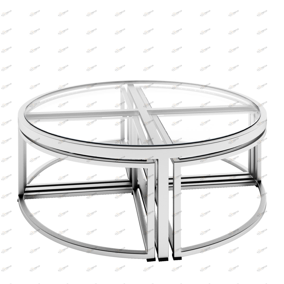 Журнальный столик со стеклянной столешницей 95х95 хром Majestic DELIGHT COLLECTION  00-3882220 Прозрачный;хром 