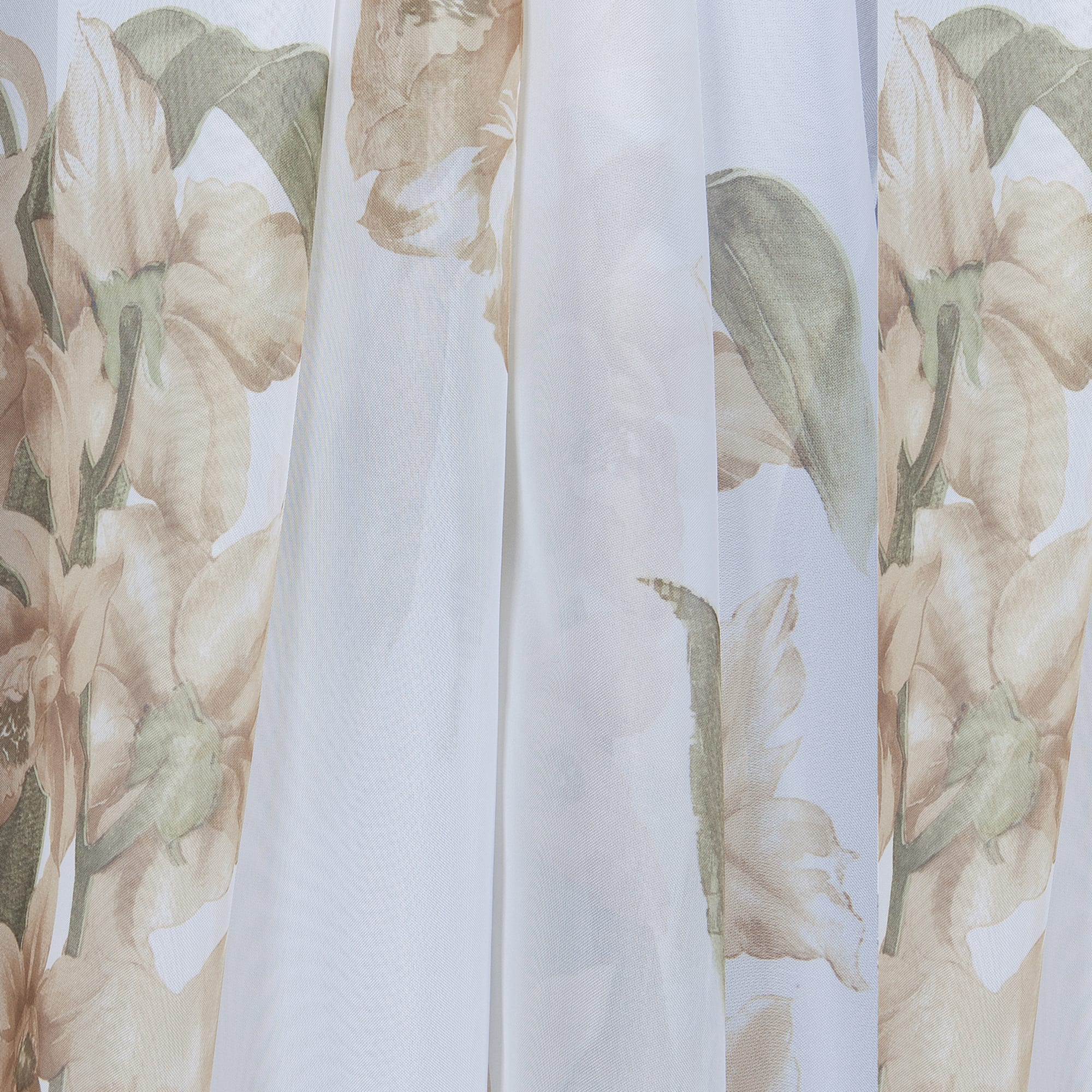 85400434 Тюль 1 м/п Цветы вуаль с утяжелителем 280 см цвет бежевый Santreyd 