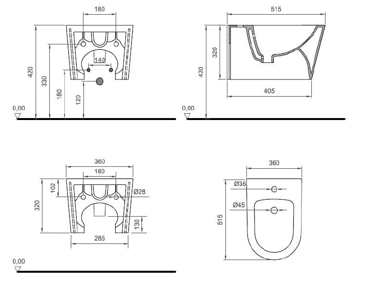 Керамическое подвесное биде Ercos Surf ARCH-00148700 - Вид №2