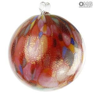 3675 ORIGINALMURANOGLASS Красный Ёлочный шар в крапинку - муранское стекло OMG  см