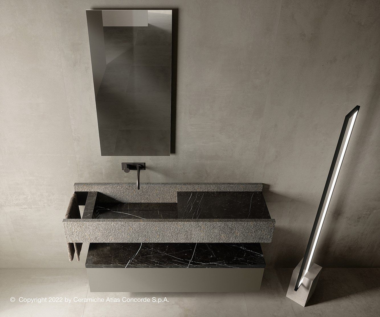 Подвесной одиночный умывальник с подвесным комодом Atlas Concorde Habitat Dialogo ARCH-00057242 - Вид №1