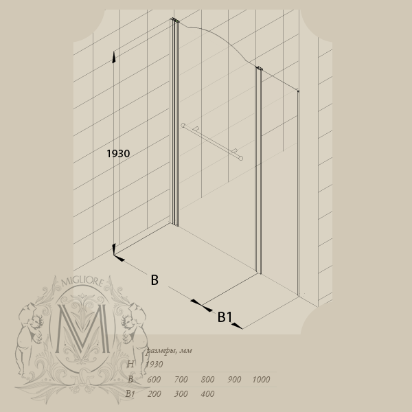 Душевая дверь MIGLIORE Diadema ML.DDM-22.583/584.TR ML.DDM-22.583.TR.CR - Вид №4