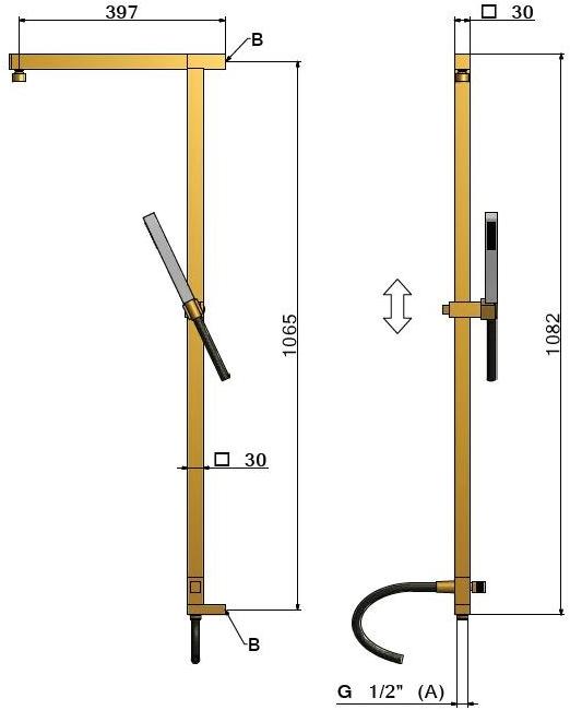 tender rain Настенная душевая стойка из латуни с ручным душем Echo sun-id-1461684 - Вид №8