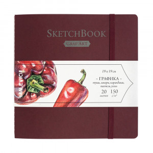 401214 Блокнот для графики GrafArt 150 г/м2 19 х 19 см мягкий переплет 20 л. красный Малевичъ