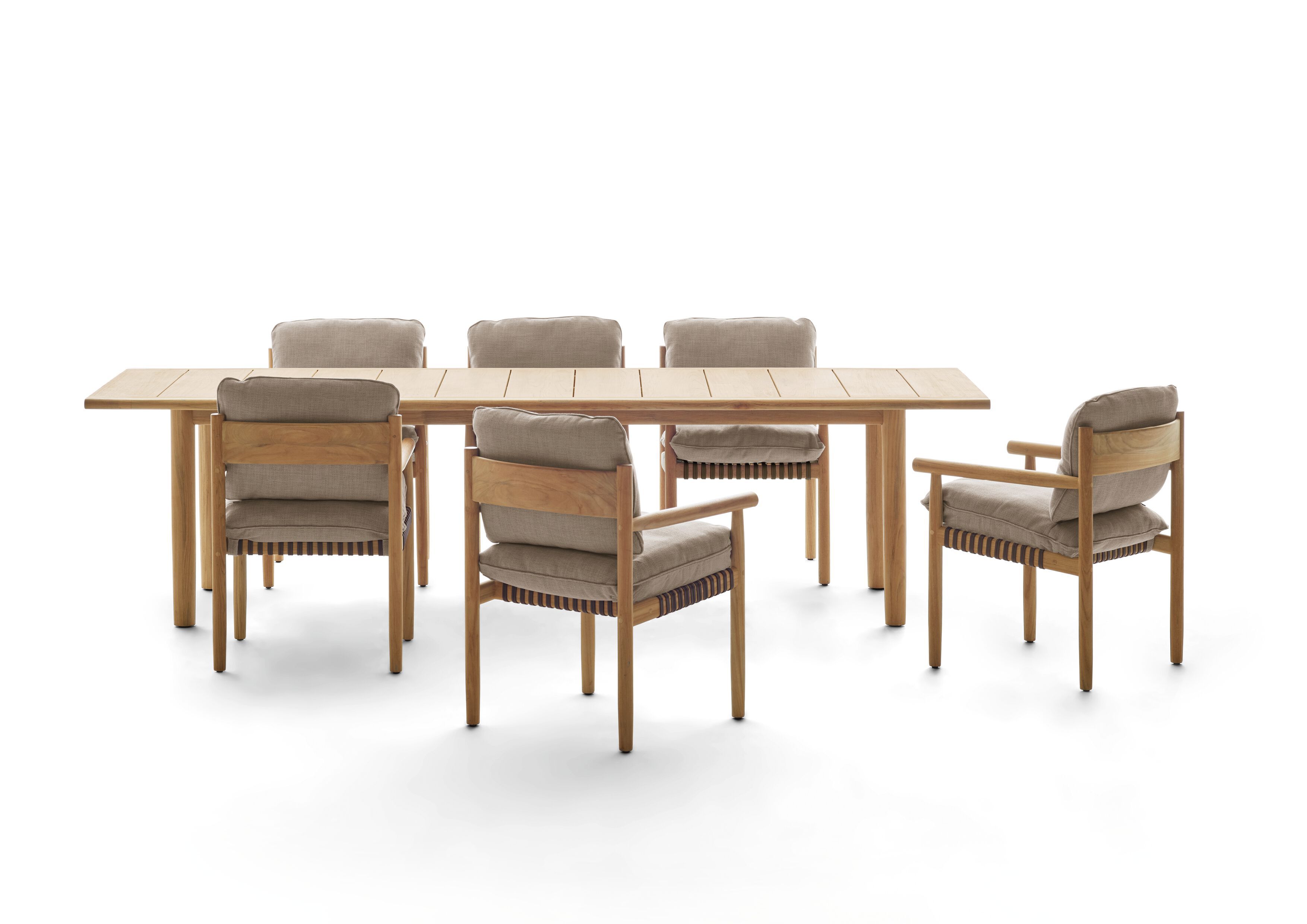 Садовый стул из тикового дерева и ткани с подлокотниками DEDON TIBBO ARCH-00125586 - Вид №4