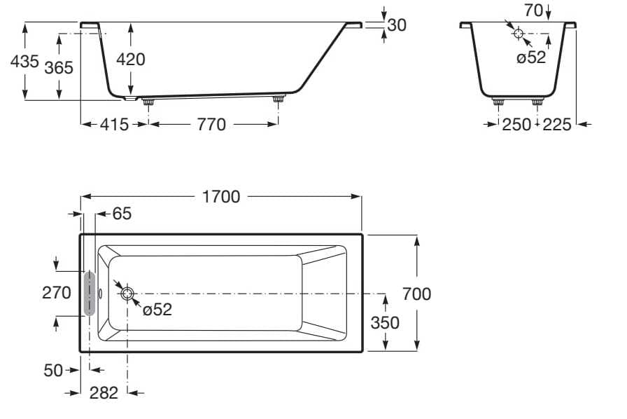 Утопленная акриловая прямоугольная ванна Roca VYTHOS 2485 / 2486 ARCH-00119064 - Вид №4