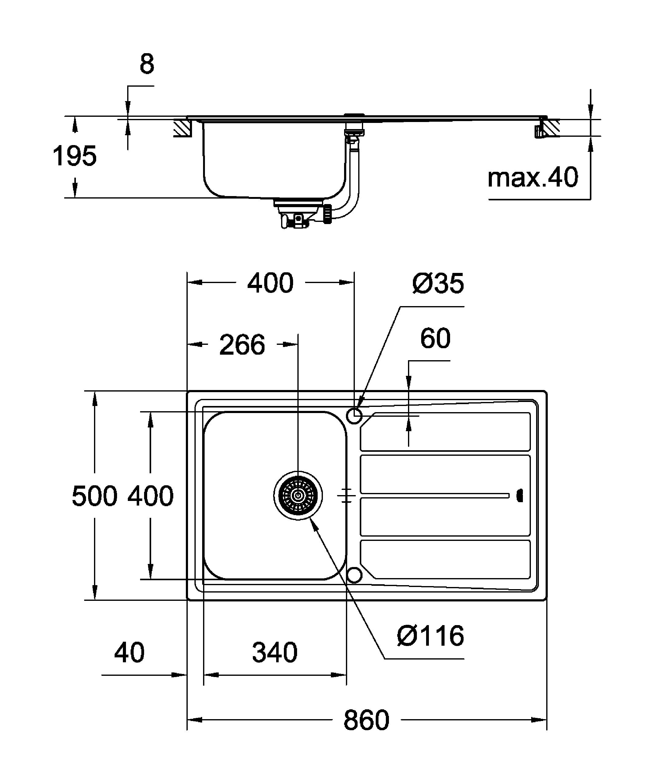 31571SD0 Мойка кухонная овальная Grohe K500 - Вид №1