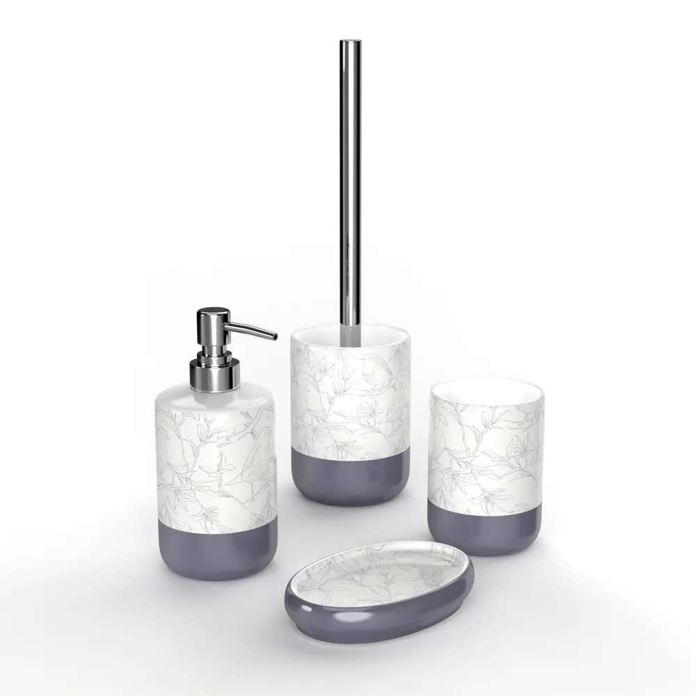 Дозатор для жидкого мыла Lemer Bird цвет бело-фиолетовый STLM-2055362 - Вид №1