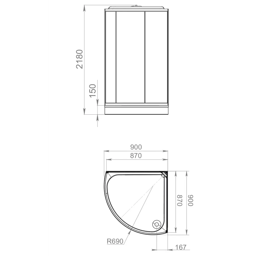 Душевая кабина DOMANI-SPA Simple с гидромассажем 90×90 см черная 87210063 STLM-1002969 - Вид №6