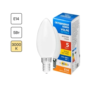 Лампа светодиодная Volpe LEDF E14 220-240 В 5 Вт свеча матовая 470 лм теплый белый свет