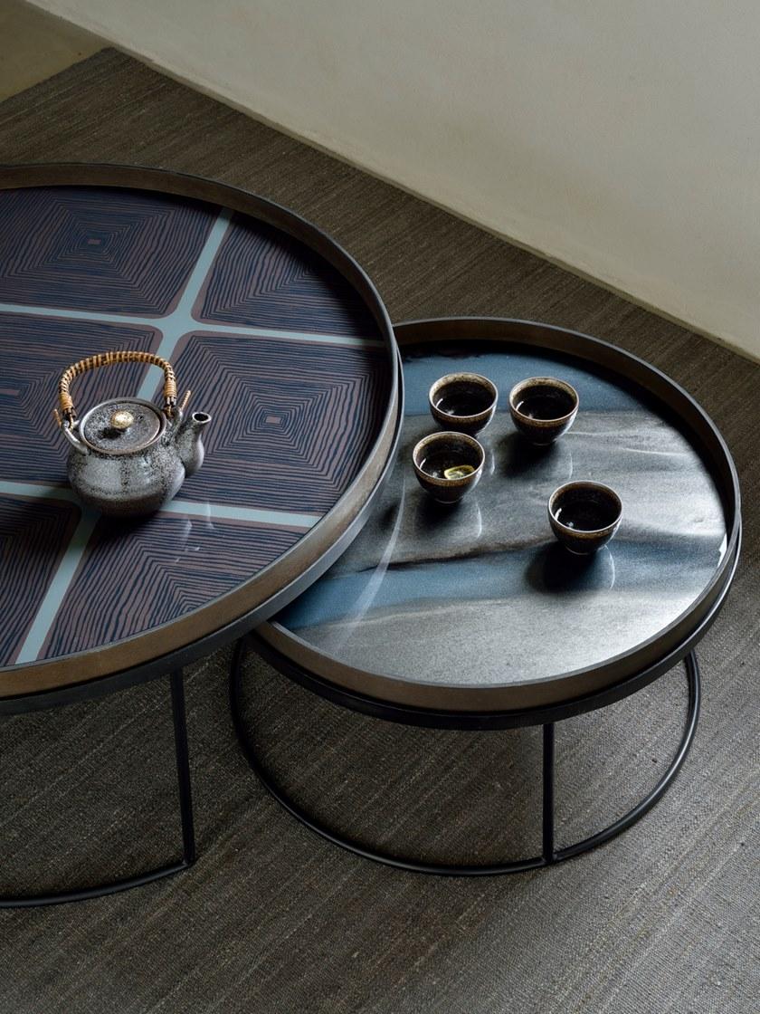 Ethnicraft Круглый поднос из дерева и стекла Linear flow 20914 - Вид №2