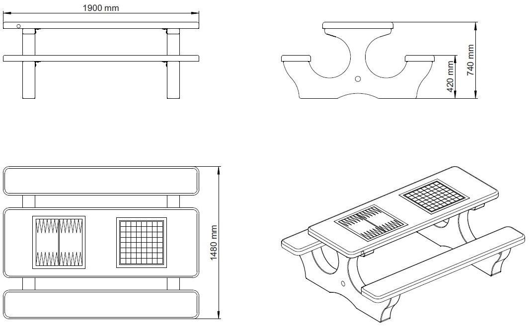 ENCHO ENCHEV - ETE Бетонный стол для общественных мест / игровой стол  117  - Вид №3