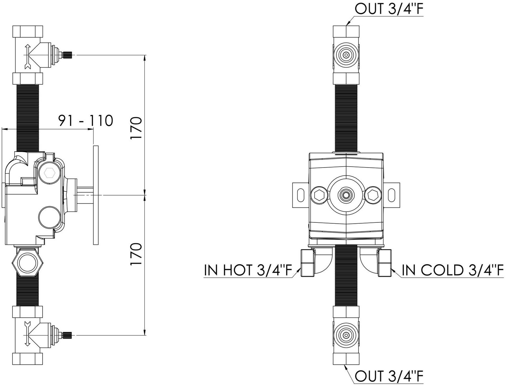 rvb Смеситель для душа на 3 отверстия с раздельными розетками Flamant factory 1960.--.94 - Вид №1