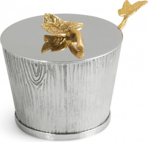 10650273 Michael Aram Чаша с крышкой и ложкой Michael Aram "Плющ и дуб" 8см Сталь нержавеющая