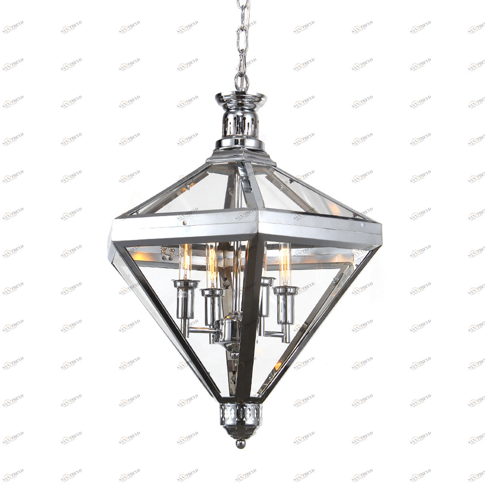 Светильник подвесной 63х50 см хром Mistery KM0074P-4 DELIGHT COLLECTION ДИЗАЙНЕРСКИЕ 00-3883054 Прозрачный;хром 