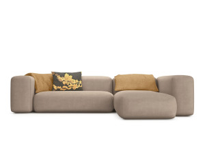 Тканевый диван с полуостровом